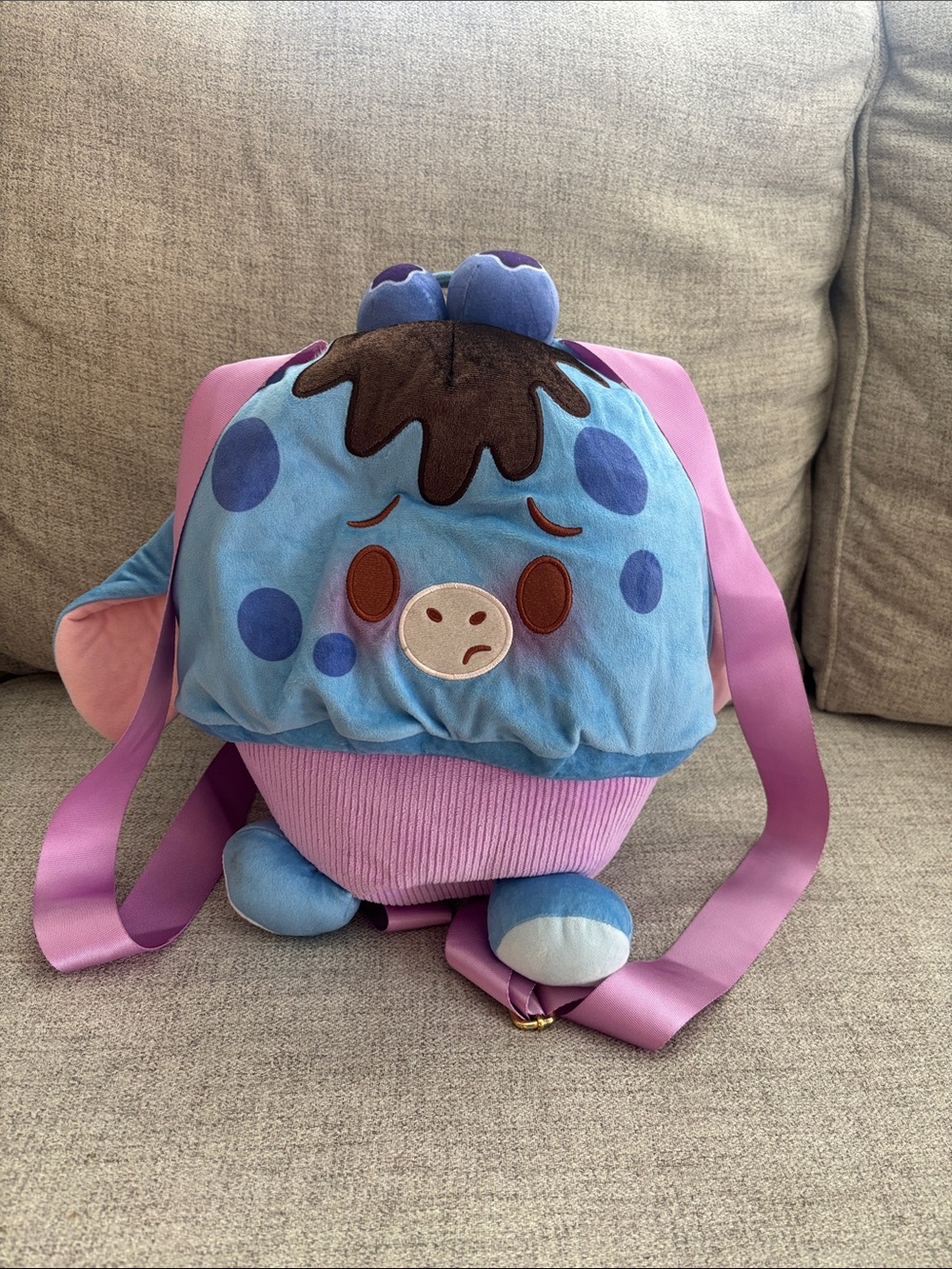 Disney Plush Blue & Purple Cupcake Character Kids Backpack